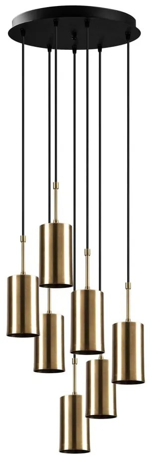 Závesné svietidlo pre 7 žiaroviek v zlatej farbe Opviq lights Kem Tube