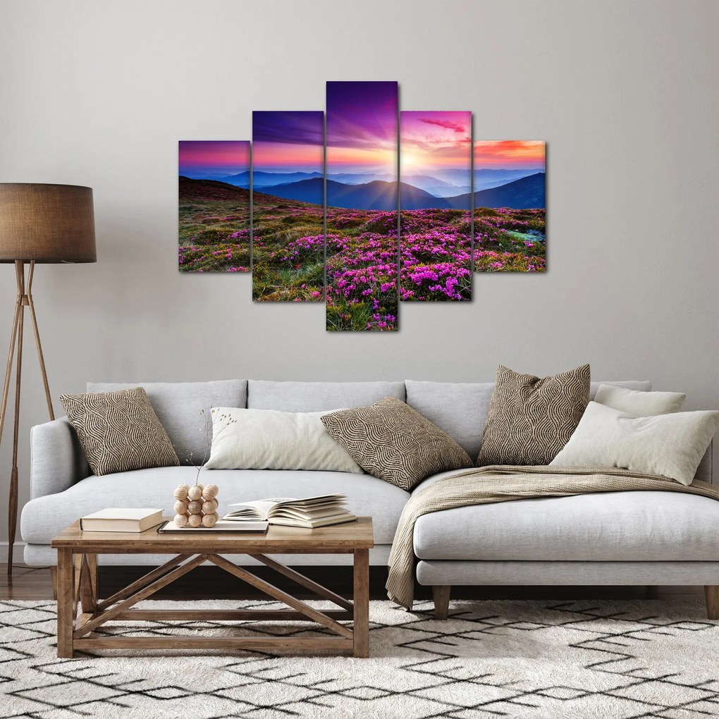 Obraz - Horská rozkvitnutá krajina (150x105 cm)