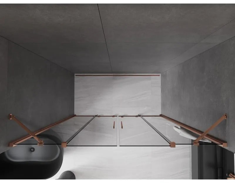 Mexen Velar Duo, posuvné sprchové dvere do otvoru 170 cm, 8mm šedé sklo, ružové zlato, 871-170-000-42-60