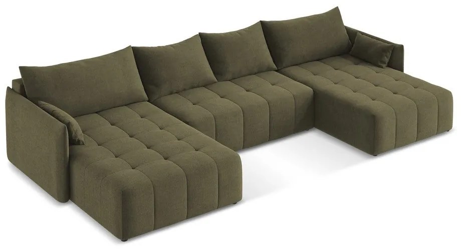 Khaki rozkladacia/s úložným priestorom rohová pohovka (do tvaru "U") Moku – Makamii