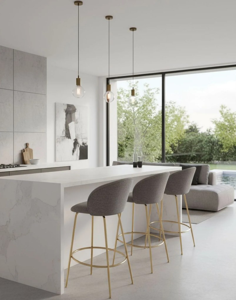 Barová stolička H116, sivá, zlatá