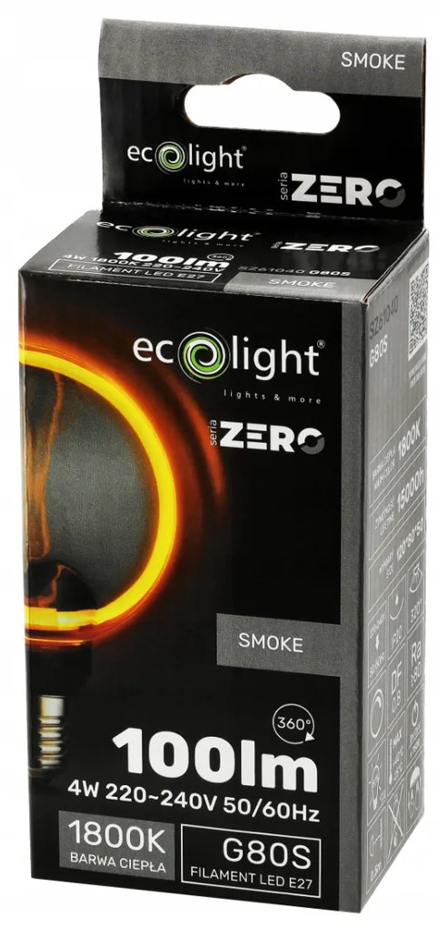ECOLIGHT Dekoratívna LED žiarovka E27 4W 100lm G80 - rada ZERO
