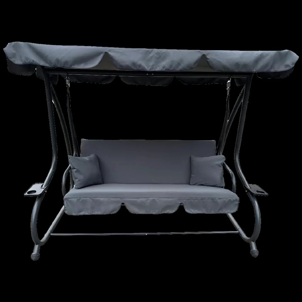 Garden Line ZÁHRADNÁ HOJDAČKA 210 x 120 x 170 cm ANTRACITOVÁ S FUNKCIOU LEŽAČKA