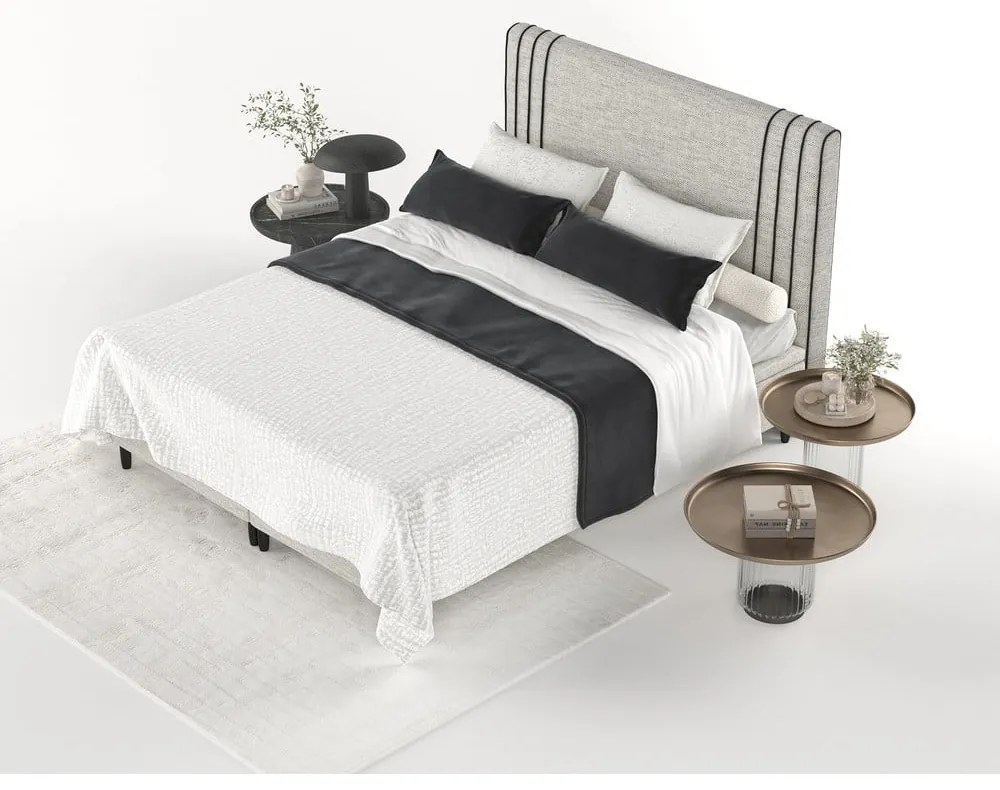 Svetlosivá čalúnená dvojlôžková posteľ s úložným priestorom 140x200 cm Musca – Maison de Rêve