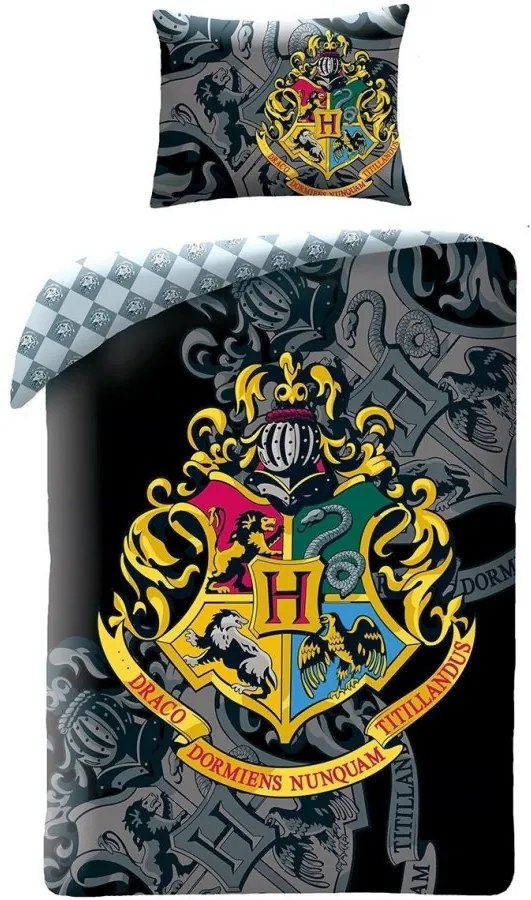 Bavlnené posteľné obliečky Harry Potter - motív Hogwarts - 100% bavlna - 70x90 cm + 140x200 cm - Certifikát Oeko-Tex 100