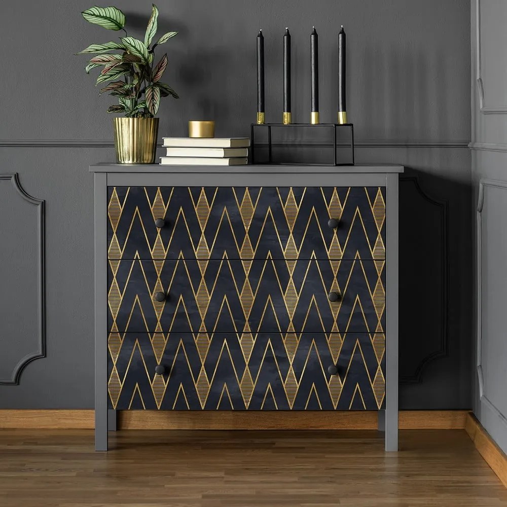 Dekoratívna tapeta na nábytok v čierno-zlatej farbe Ambiance Ragnar