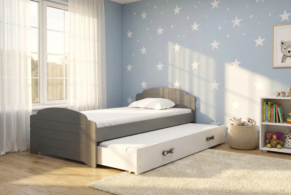 Posteľ s prístelkou LILI 200x90 Grafitová - Biela