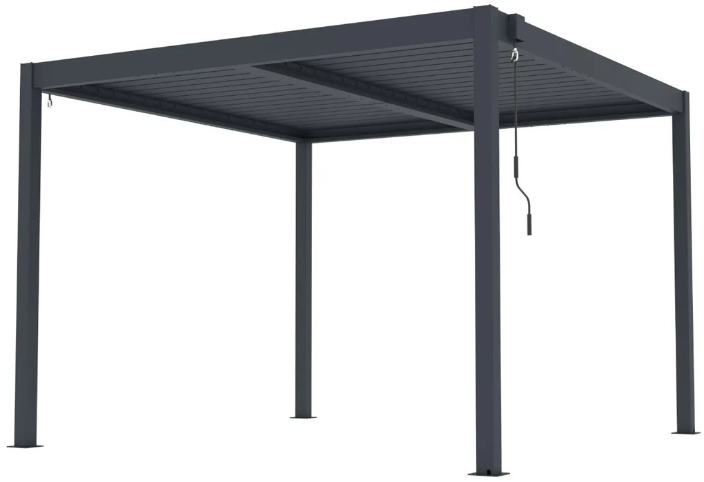 Hliníková bioklimatická pergola s lamelami BestBerg BBP-9G / 3 x 3 m / sivá