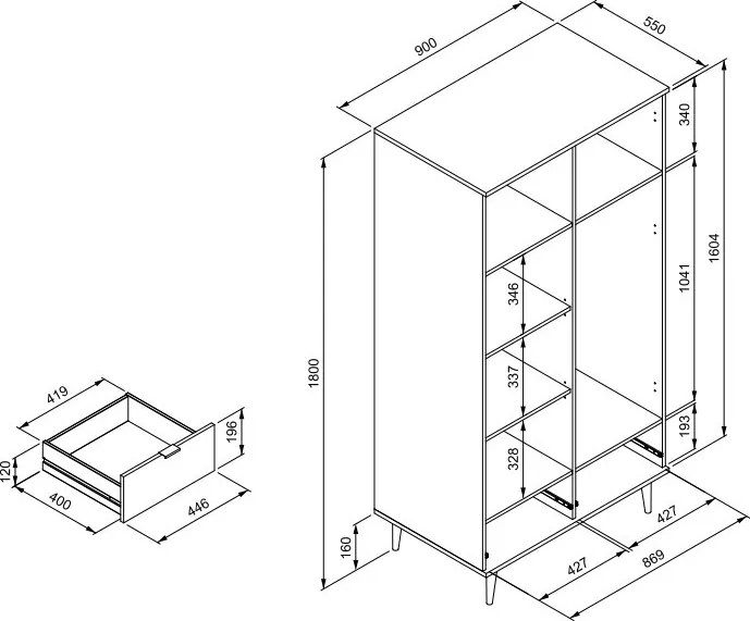 Šatníková skriňa Göteborg, biela/dub sonoma