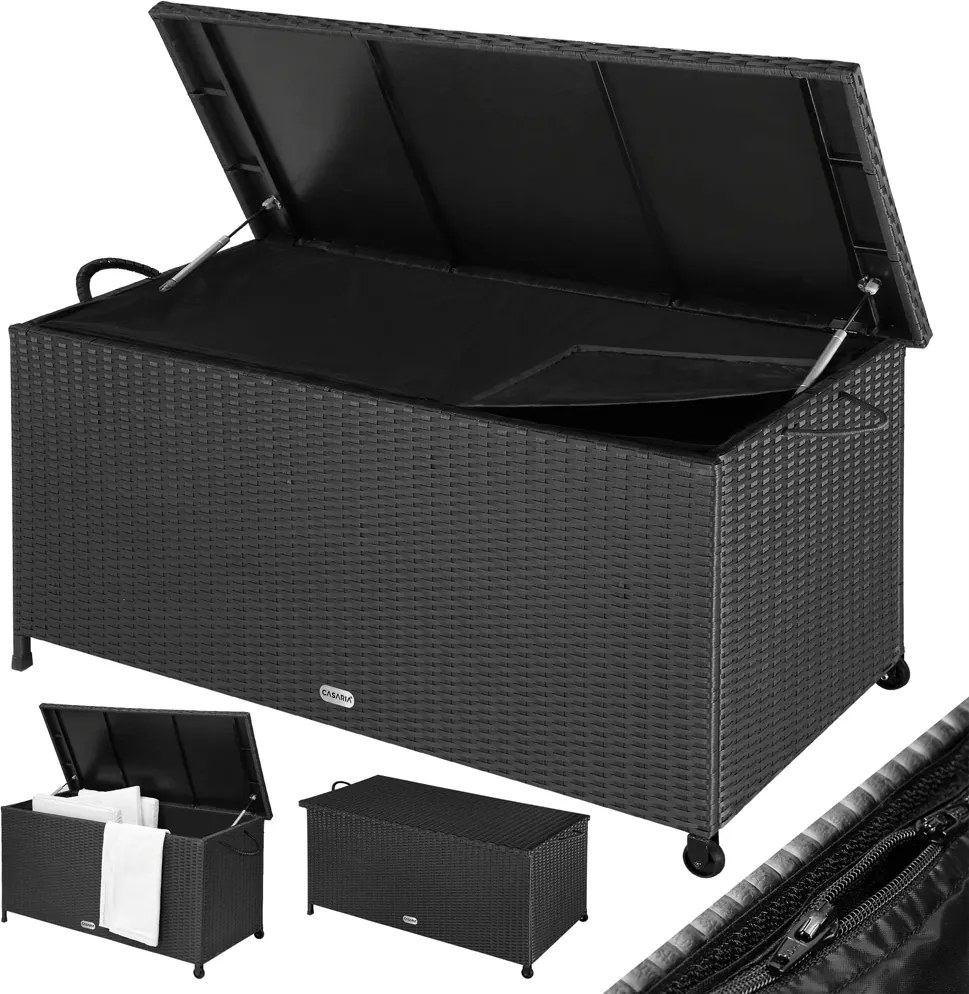 Polyratanový úložný box RICCO, 270L, 117x53x60cm, čierna Casaria