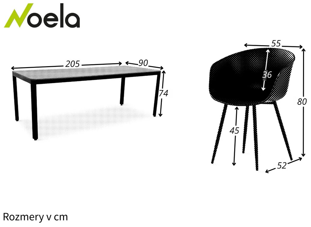 Noela Záhradný jedálenský set Milano + 8x stolička Rikke