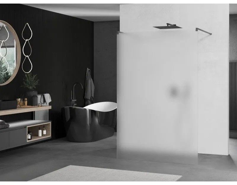 Mexen Kioto, sprchová zástena Walk-In 120 x 200 cm, 8mm sklo námraza, grafitový profil, 800-120-002-66-30