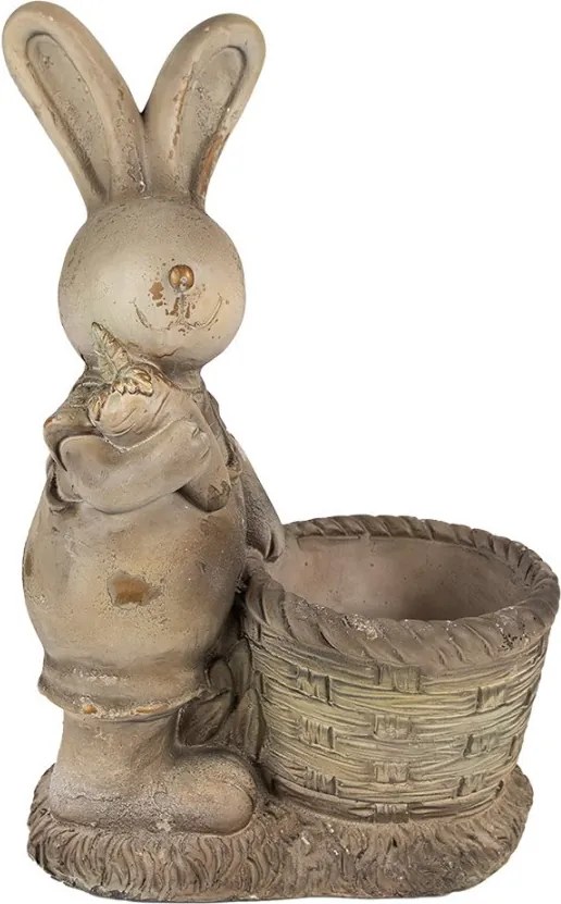 Béžová antik dekorácia králik s kvetináčikom - 38*22*49 cm