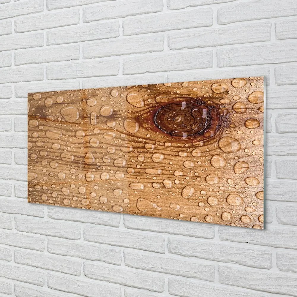 Obraz na skle Kvapky vody dreva 120x60 cm