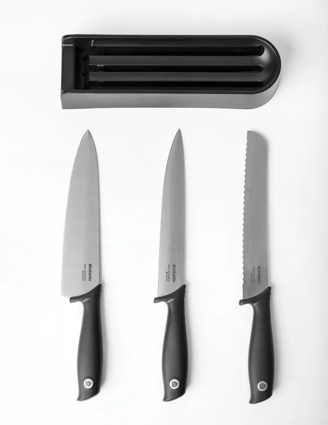 Brabantia Držiak na nože sivá + 3ks nožov