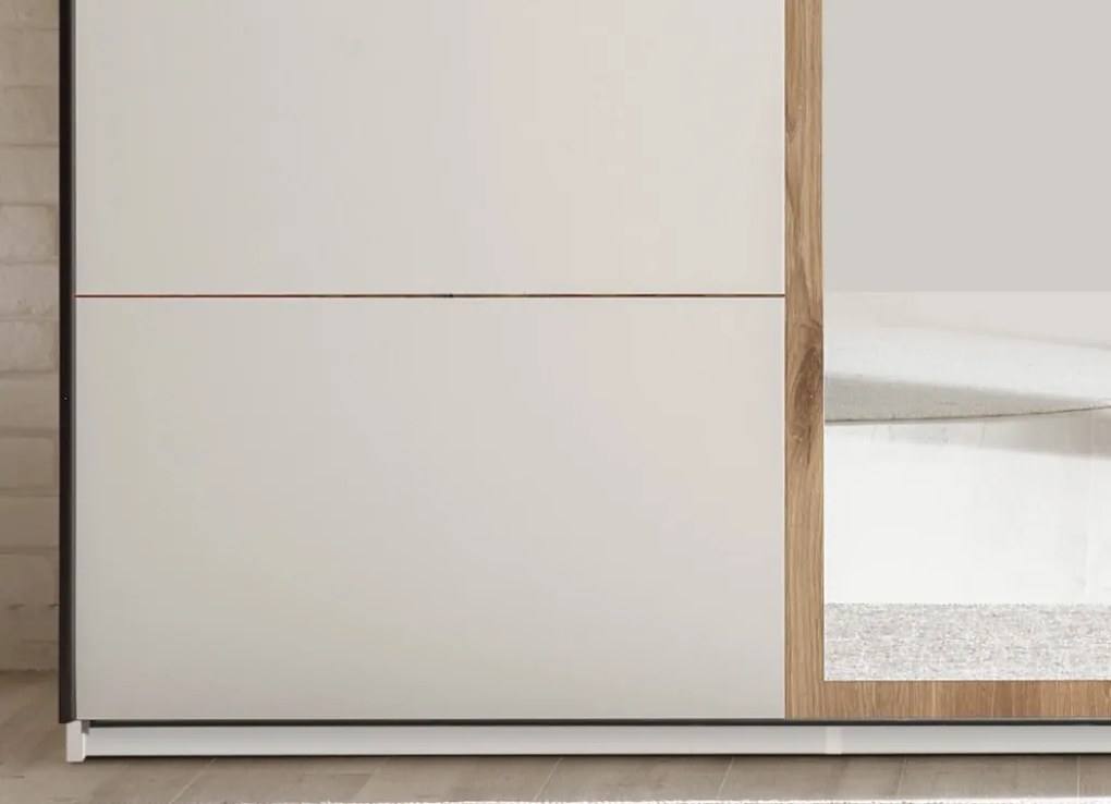 Šatníková skriňa so zrkadlom Daria, 270 cm, dub/biela