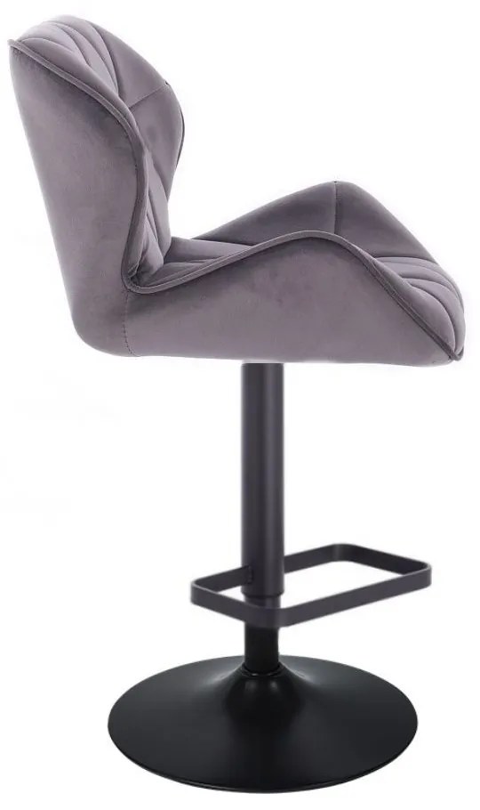 LuxuryForm DESIGN Barová stolička MILANO VELUR na čiernom tanieri - tmavo šedá