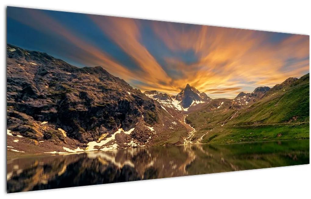 Obraz - Odraz v horskom jazere (120x50 cm)