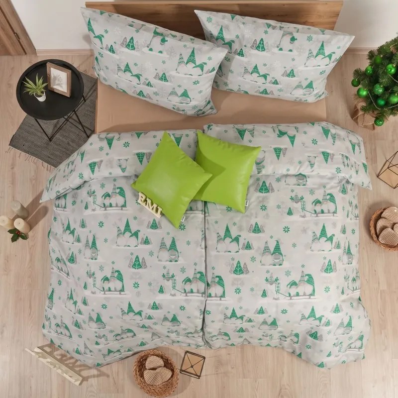 Vianočné obliečky Buddy zelené EMI, Štandardný set jednolôžko obsahuje 1x 140x200 + 1x 70x90