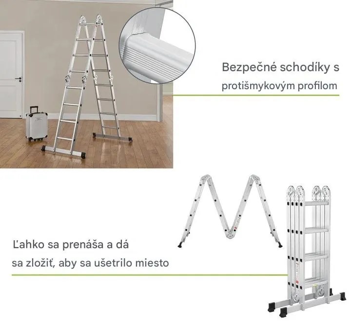InternetovaZahrada Hliníkový multifunkčný rebrík 470 cm