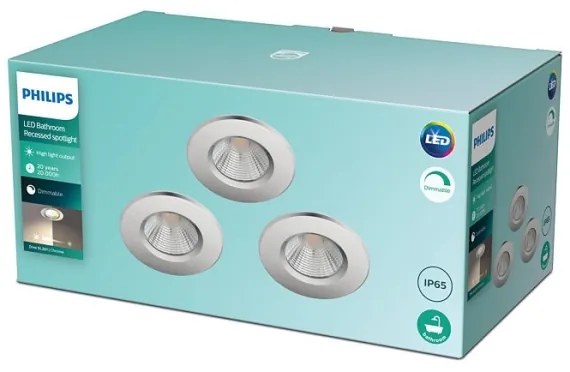 Philips - SADA 3x LED Stmievateľné kúpeľňové svietidlo DIVE 1xLED/5,5W/230V IP65