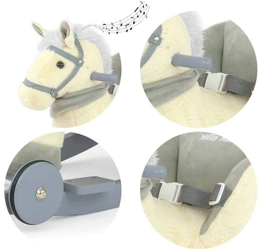 Hojdací koník s melódiou a kolieskami Milly Mally Polly béžový (damaged packaging)