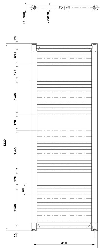 Aqualine Aqualine, DIRECT vykurovacie teleso s bočným pripojením 450x1320 mm, 594 W, biela, ILR34T