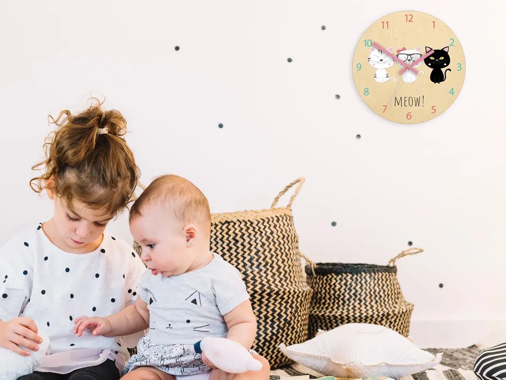 Detské nástenné hodiny Ami Koťatá 30 cm viacfarebné