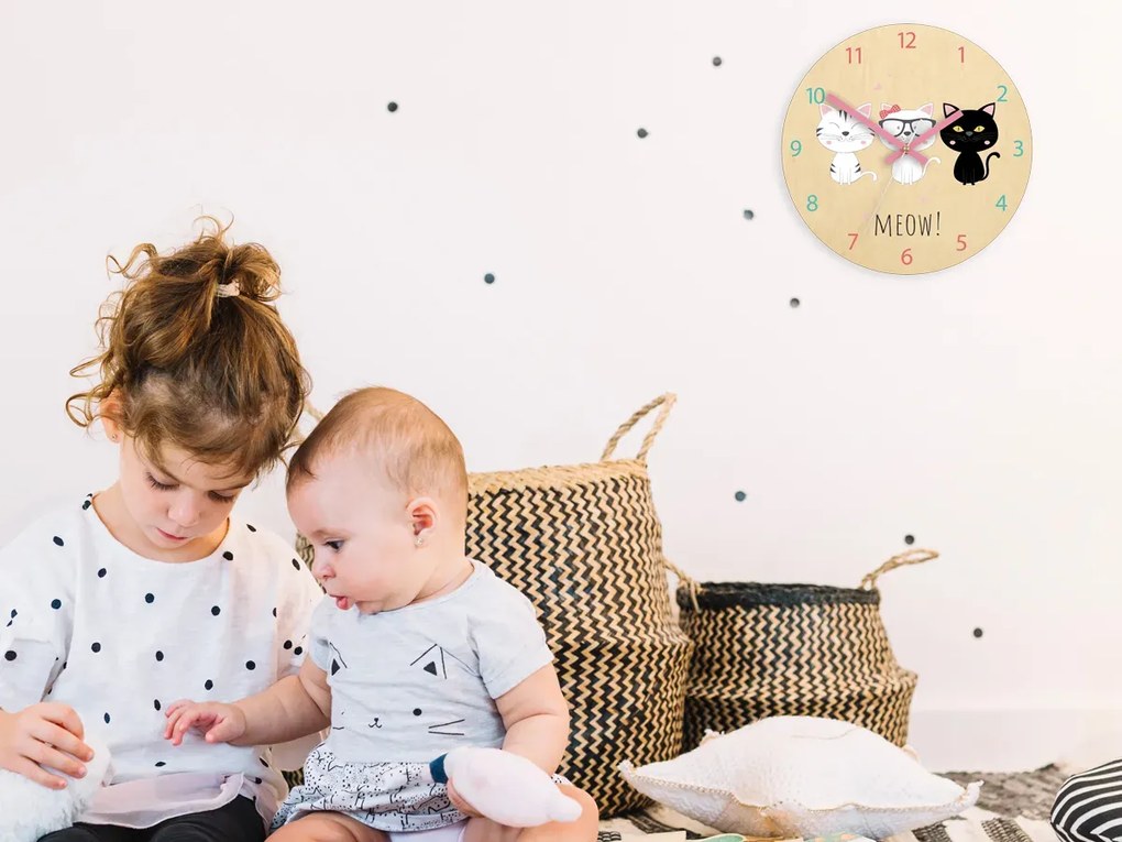 Dětské nástěnné hodiny Ami Koťata 30 cm vícebarevné