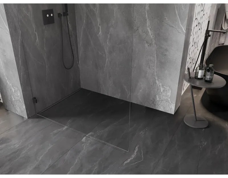 Mexen Lunar sprchová stena ľavá 120 x 200 cm, 8mm číre sklo, čierna matná, 830-120-000-70-00-L