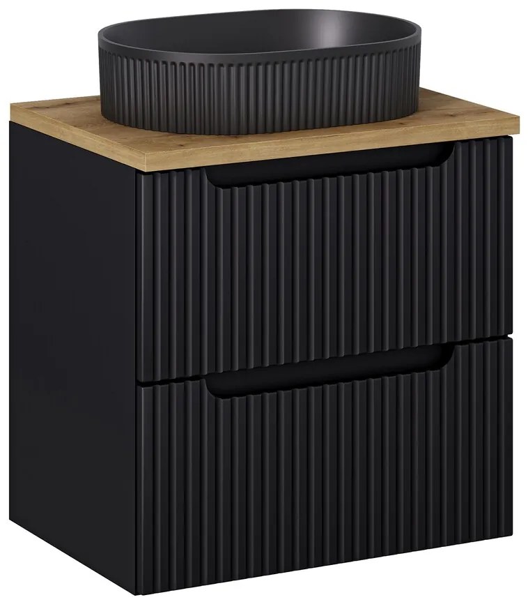 Súprava keramického umývadla s výpustom BEYOND V 48 cm čierna