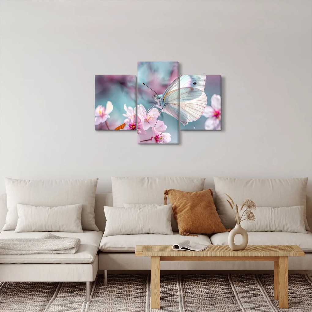 Obraz - Motýľ na čerešni (90x60 cm)