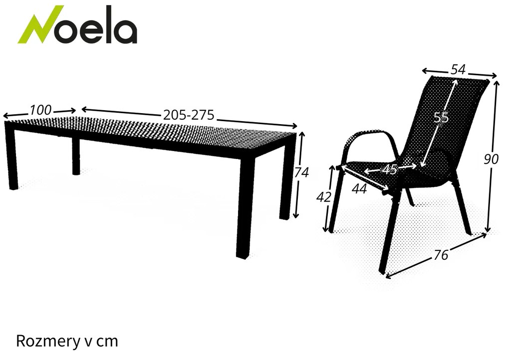 Noela Záhradný jedálenský set Grande Pasto + 8x kovová stolička Ramada