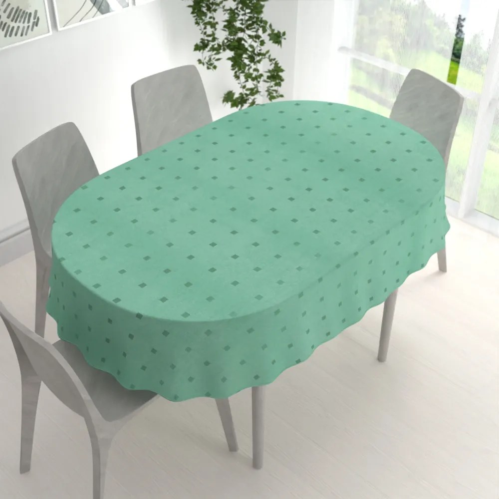 Biante Dekoračný oválny obrus PM-023 Štvorčeky na svetlo zelenom 100x160 cm
