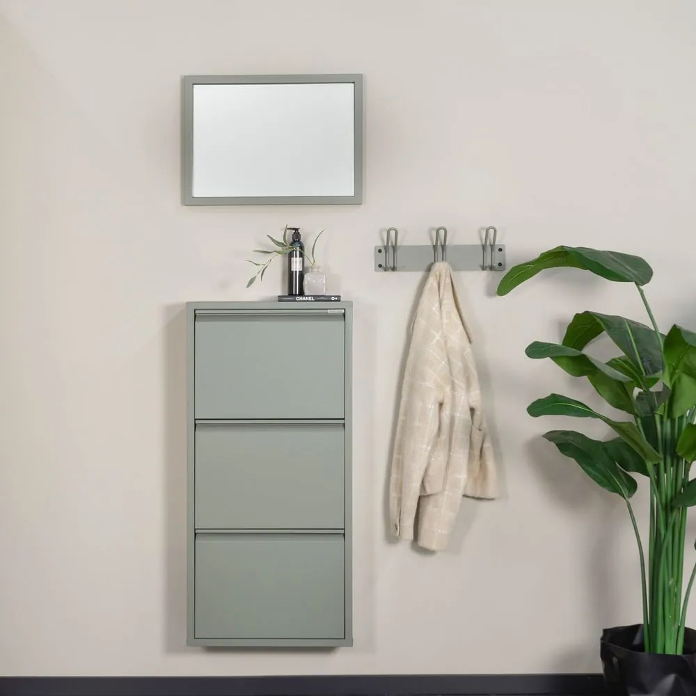 Sivozelená kovová výklopná skrinka na topánky 50x103x15 cm Billy – Spinder Design