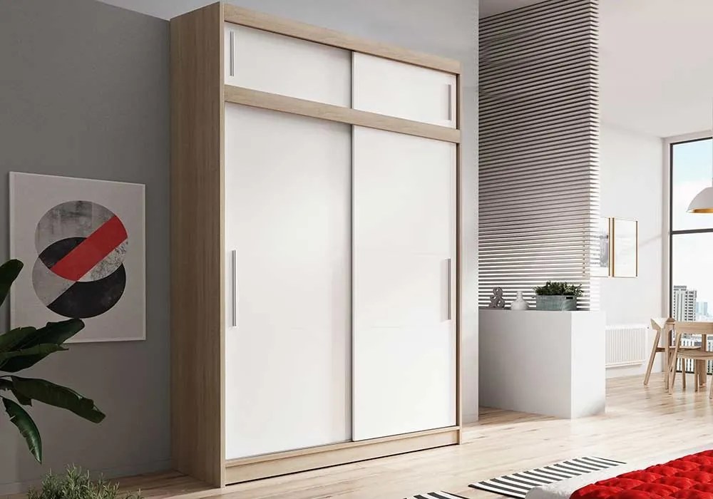 Šatníková skriňa VICTOR III 150 - dub sonoma/biela (viac variant)