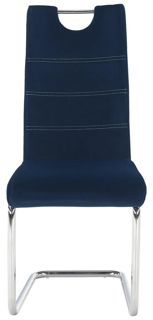 Kondela Jedálenská stolička, modrá Velvet látka/svetlé šitie, ABIRA NEW