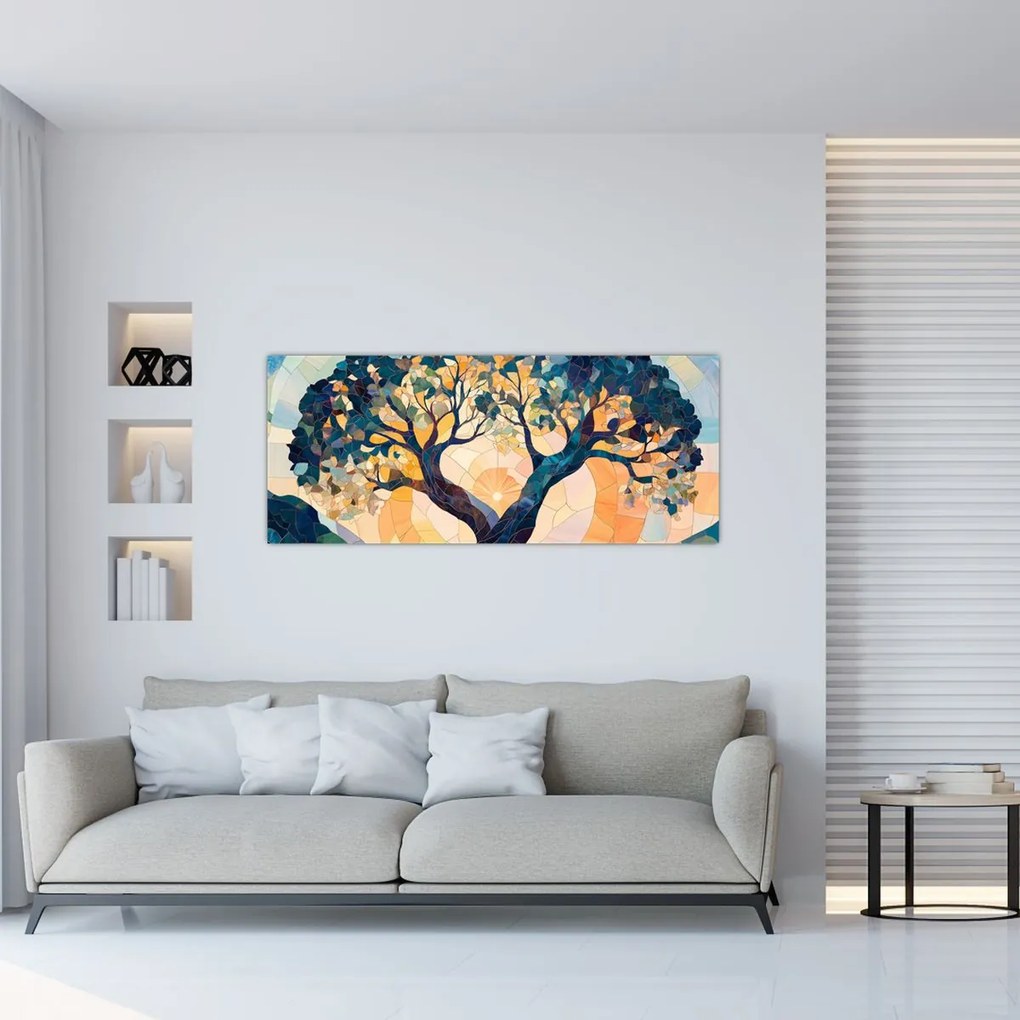 Obraz – Mozaika – slnko a strom II. (120x50 cm)