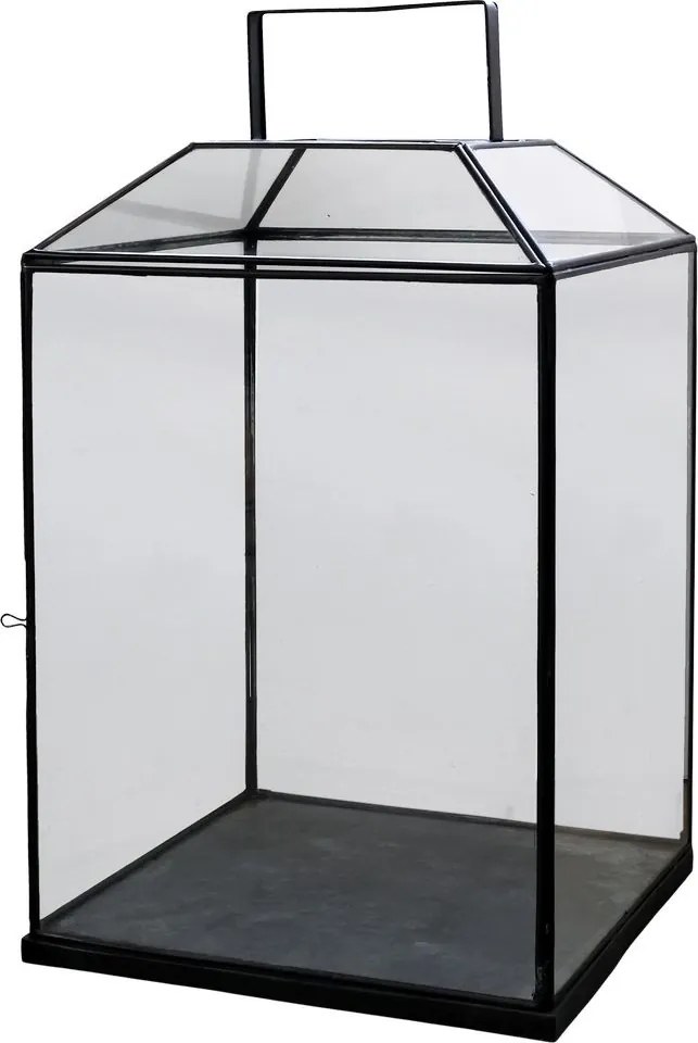 Čierny antik kovový lampáš Factory L - 32*32*60 cm