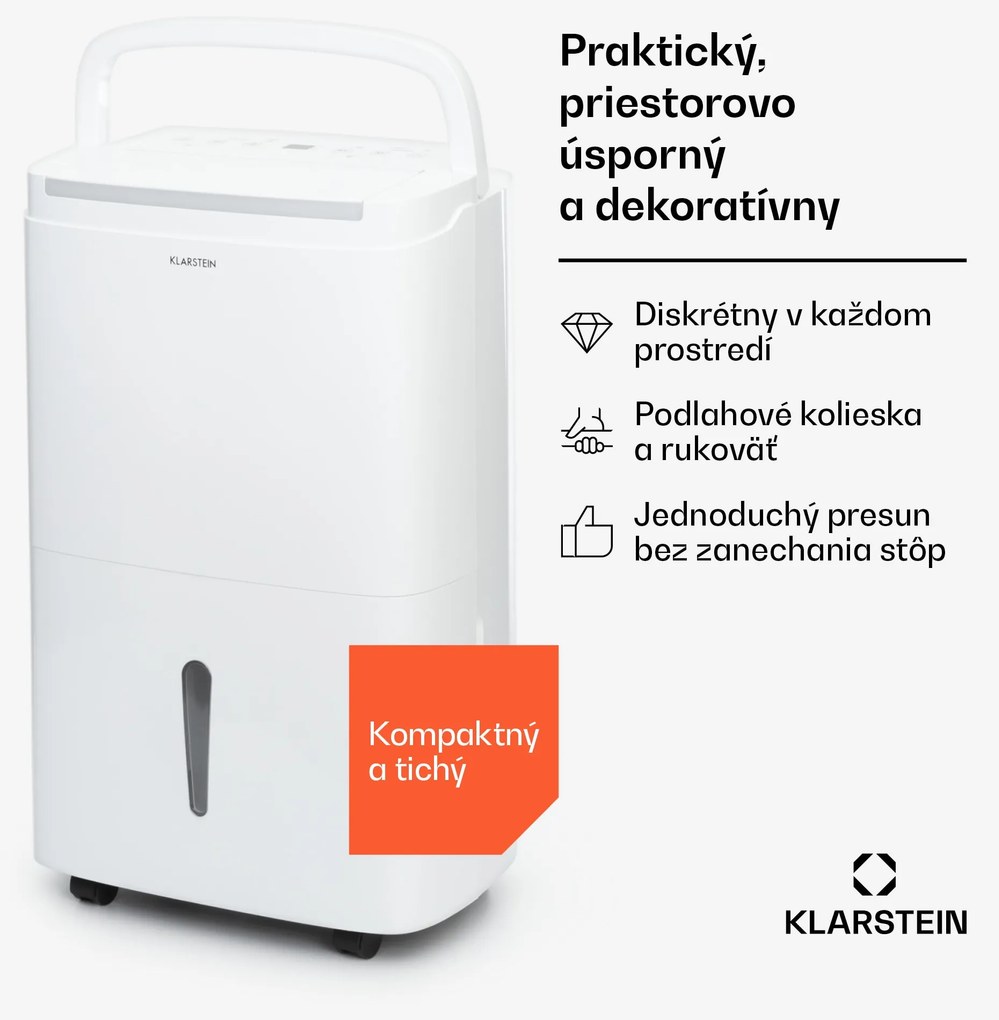 Klarstein DryFy Pro Connect Smart, Odvlhčovač vzduchu, WiFi, Kompresný, 30l/d, 25-35m², Biela