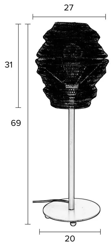 Čierna stolová lampa White Label Lena