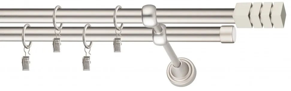 Dekorstudio Chrómová matná dvojradová garniža NORDIC 19mm Dĺžka: 120cm, Typ uchytenia: Držiak dvojitý modern, Typ príslušenstva: Bez príslušenstva