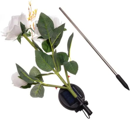 Solárna záhradná LED lampa Gardlov v podobe ruže - 3 kvety