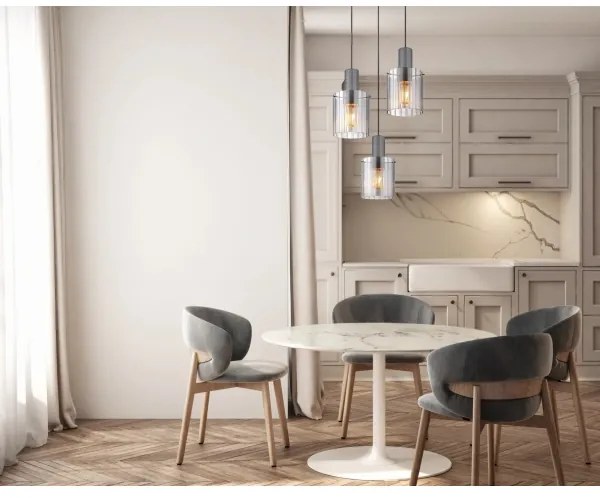 Globo 15904-3HR - Luster na lanku TULIVAR 3xE27/40W/230V pr. 48 cm šedá