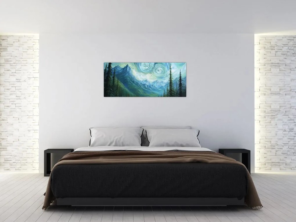 Obraz - Krajina s nádychom Van Gogha (120x50 cm)