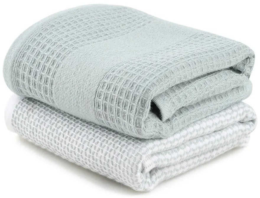Vaflové uteráky v mentolovej a sivej farbe v súprave 2 ks 40x60 cm Betty – Foutastic