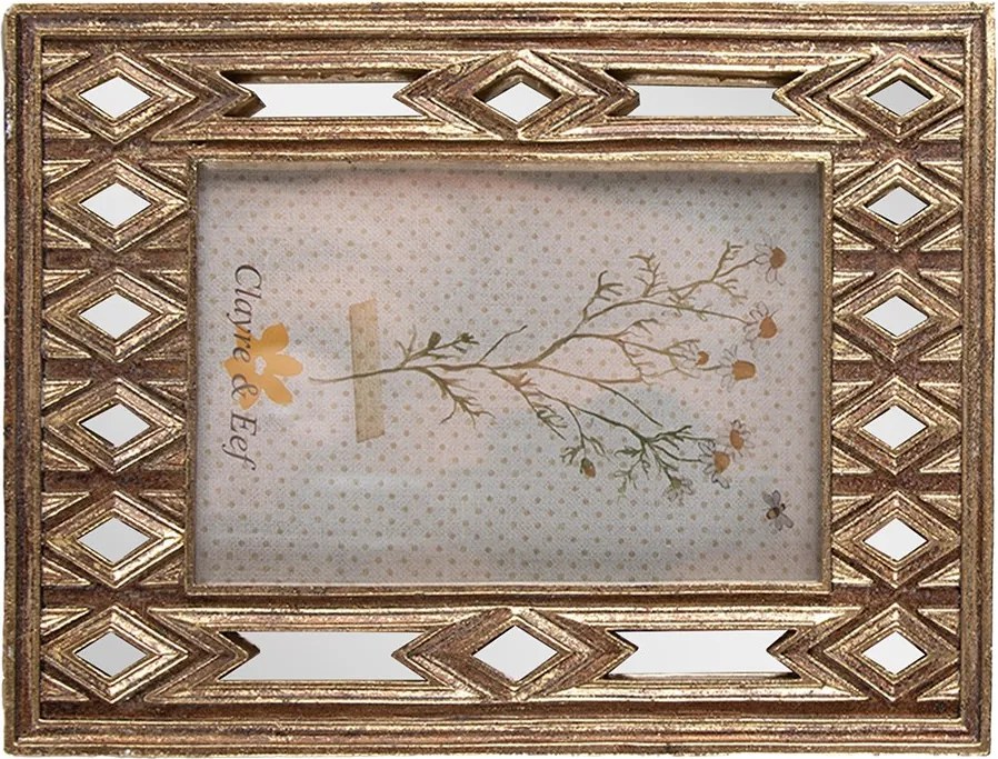 Zlatý antik fotorámik so zrkadlami - 16*2*22 cm / 10*15 cm