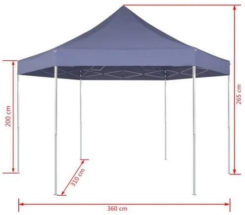 vidaXL Šesťhranný rozkladací záhradný stan, tmavomodrý, 3.6x3.1 m-