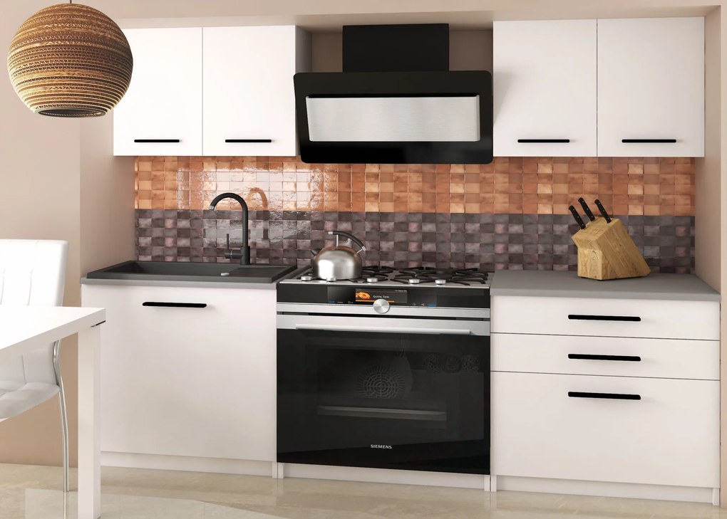 Kuchynská linka Belini 120 cm biely mat s pracovnou doskou Tiesto2 TOR TIESTO2/2/WT/WT/0/B1