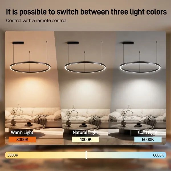 BRILAGI - PORTOFINO stmievateľné LED závesné svietidlo na lanku, LED/60W/230V, priemer 80 cm, čierne, s diaľkovým ovládaním
